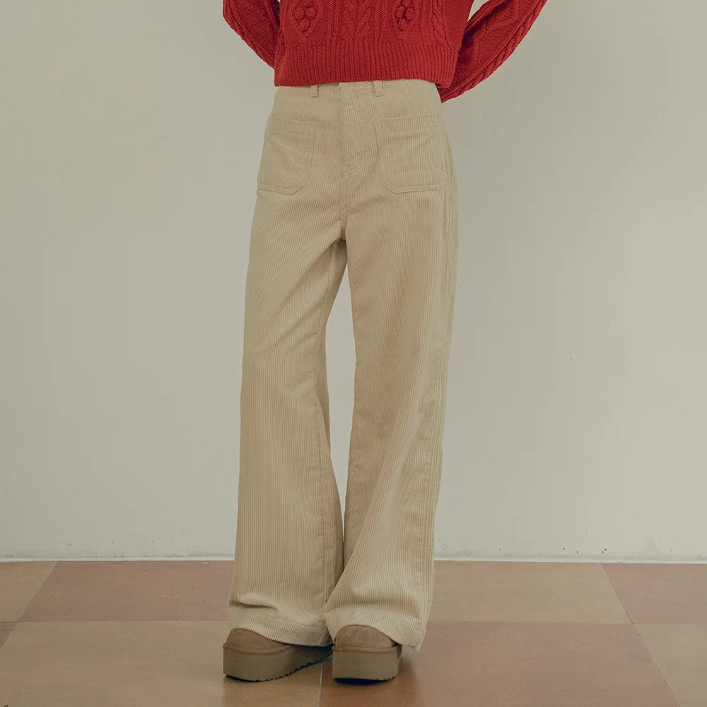 P3177 Corduroy straight pants_Cream