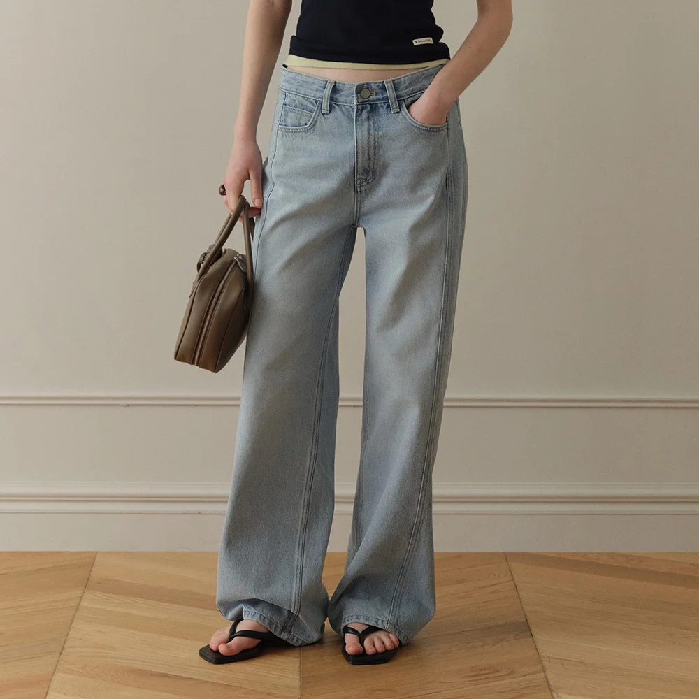 Rion Side Panel Loose Denim (Light Blue)