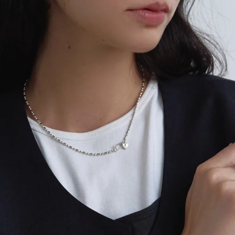 Eggball mix chain necklace