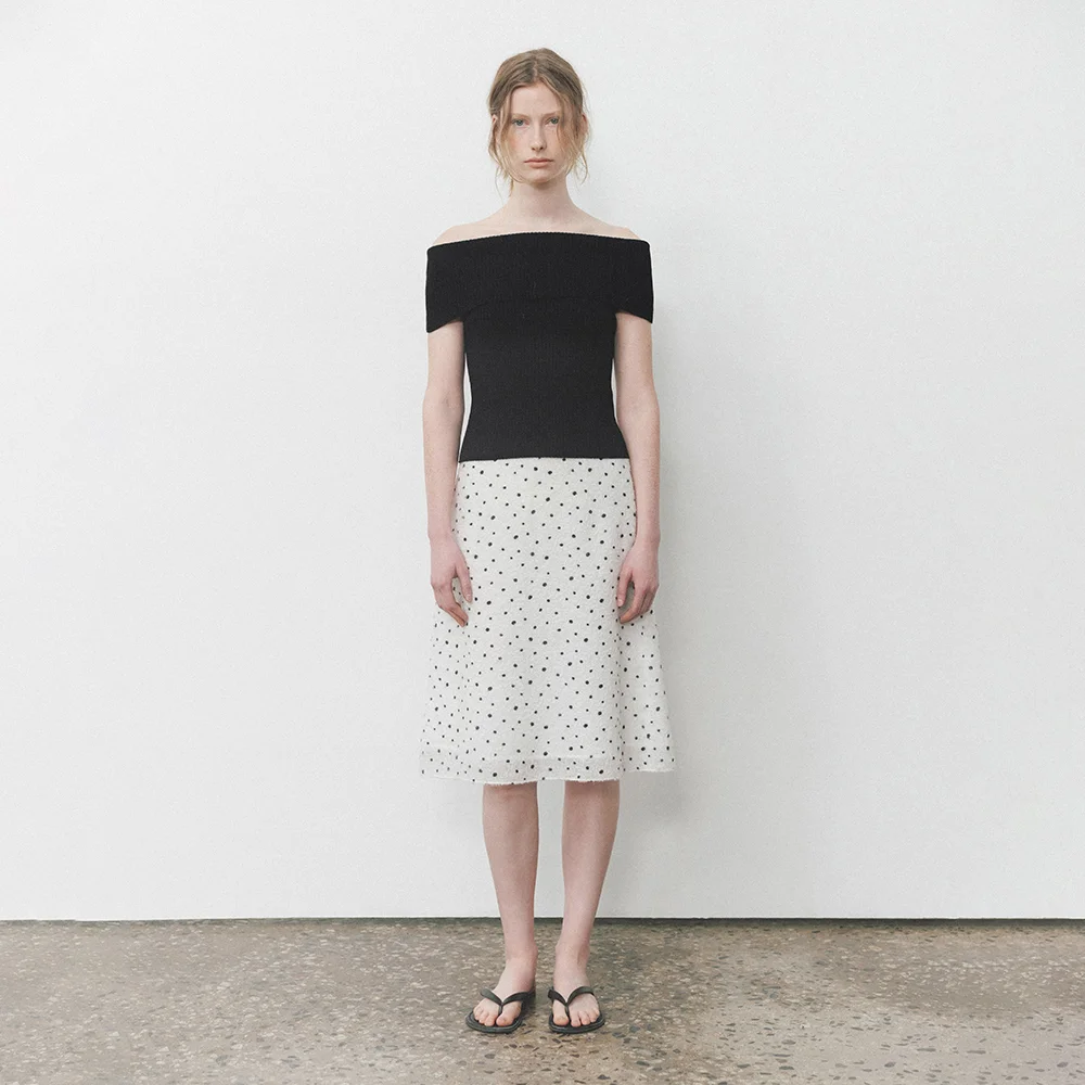 Dot A-line Skirt_White