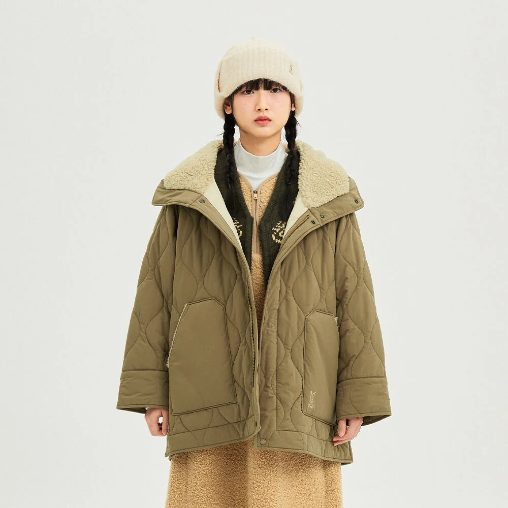 女裝) 絎縫 Thinsulate 連帽衫 外套(L.BROWN)