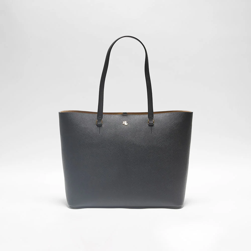Crosshatch 皮革 大碼 Cali 托特袋 (BLACK)