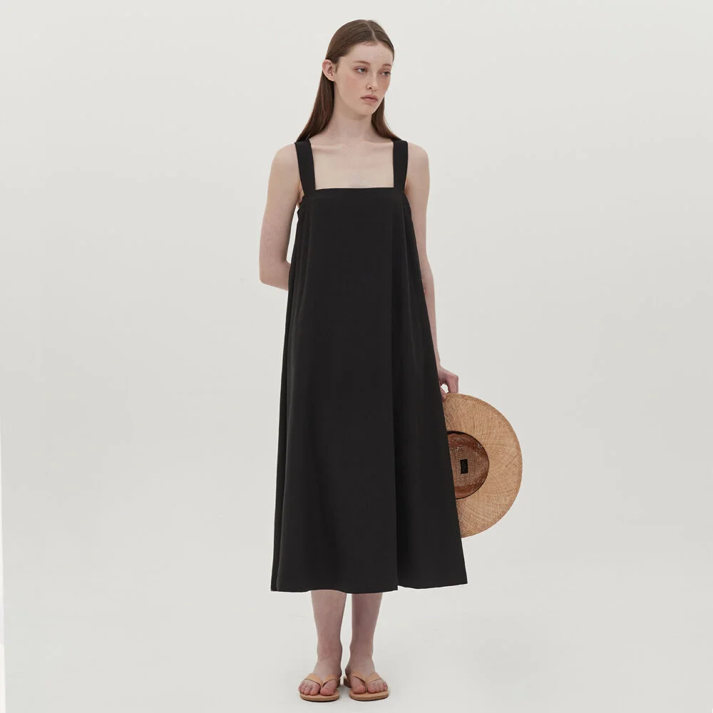 A-line banding dress_black