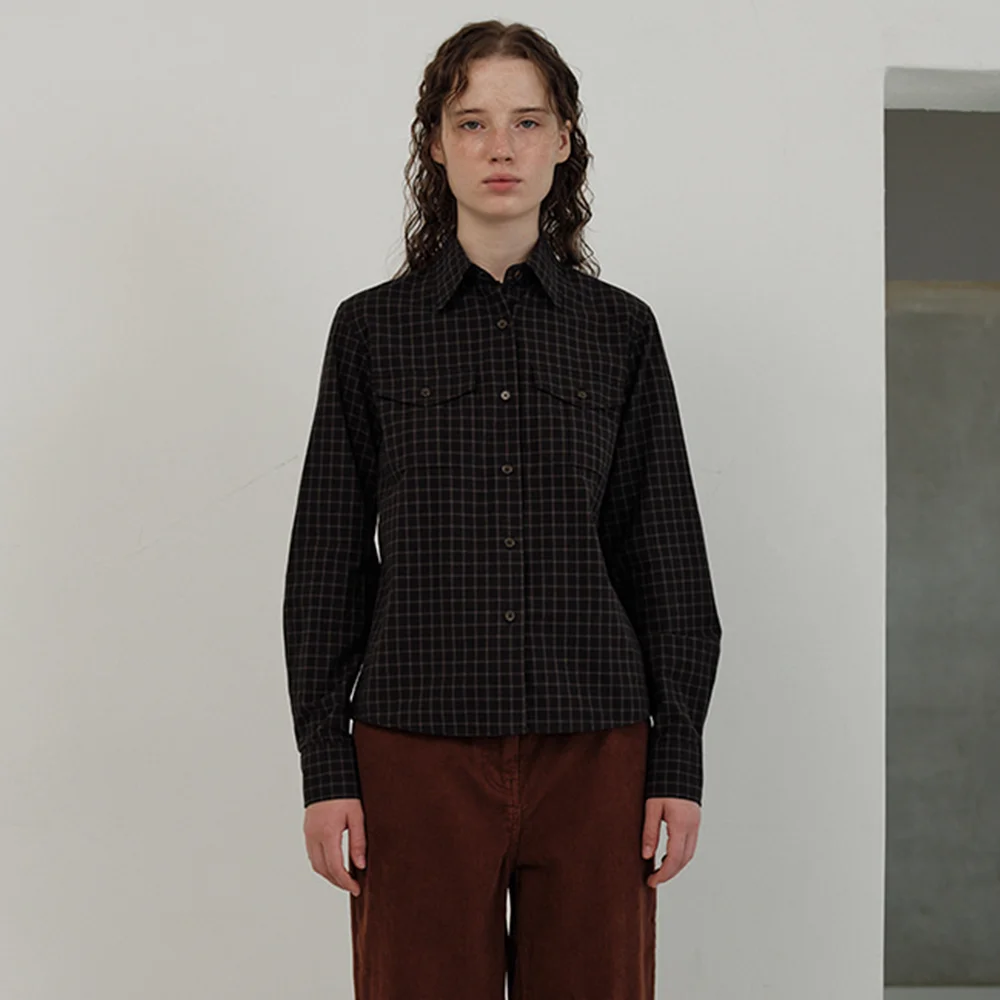 Townie Check Pocket Shirt_Black