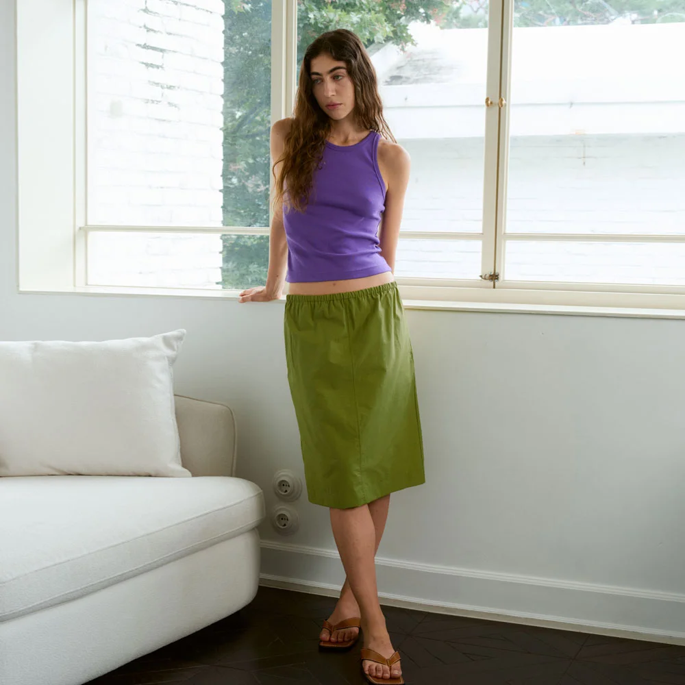 Nylon Drawstring Banding Skirts (Olive)