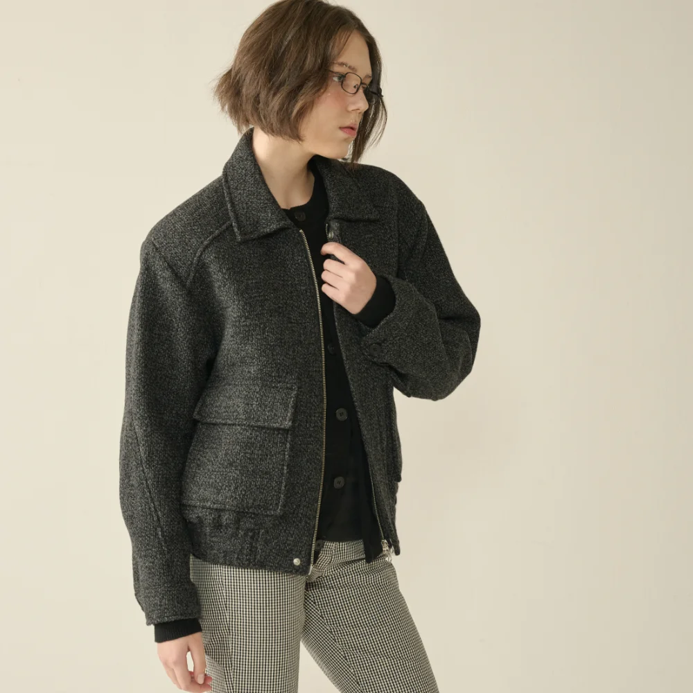 Double Pocket Blouson Jacket Melange_Black_W
