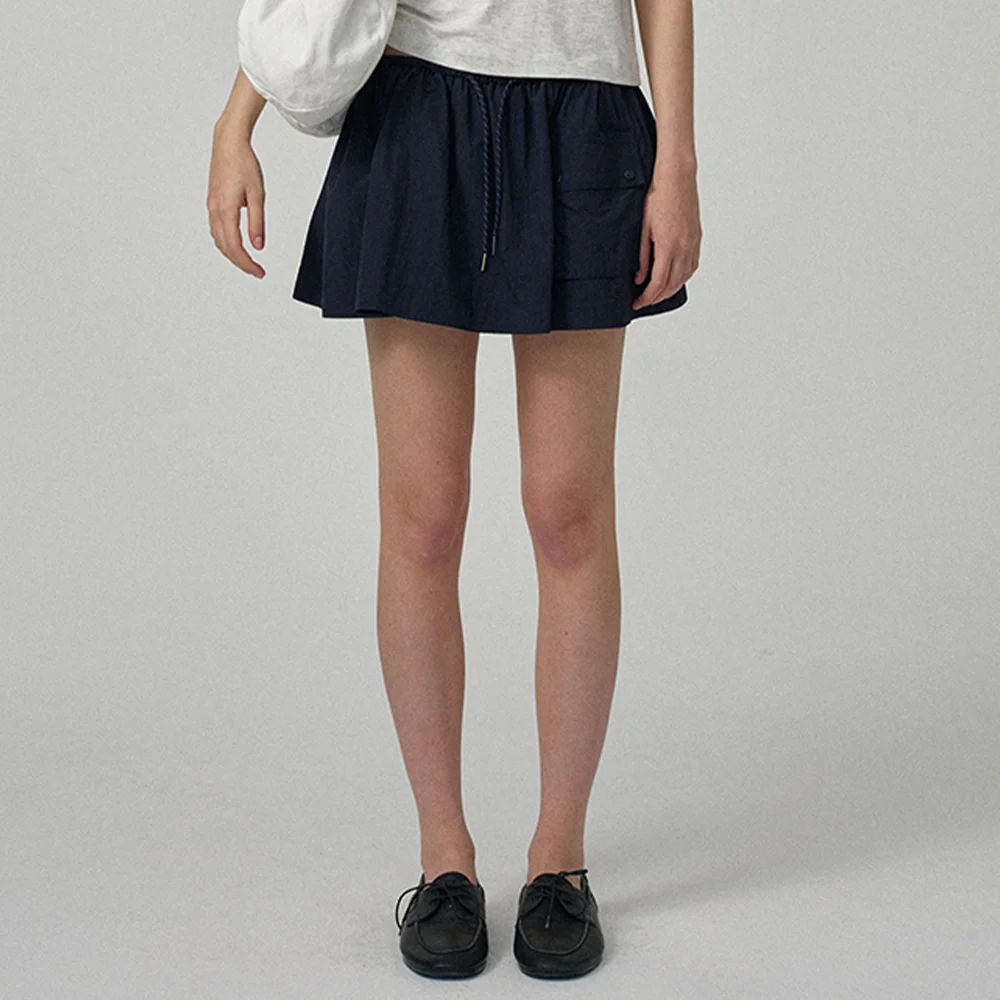 Leon Wind Drawstring Skirt_Navy