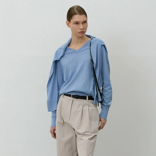 ESSENTIAL OVERFIT V-NECK KNIT(T-6764)