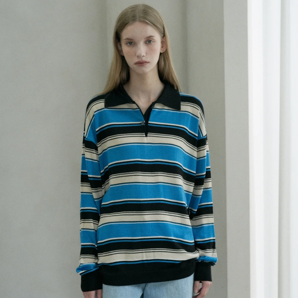 Wool Striped Collar Knit (black)
