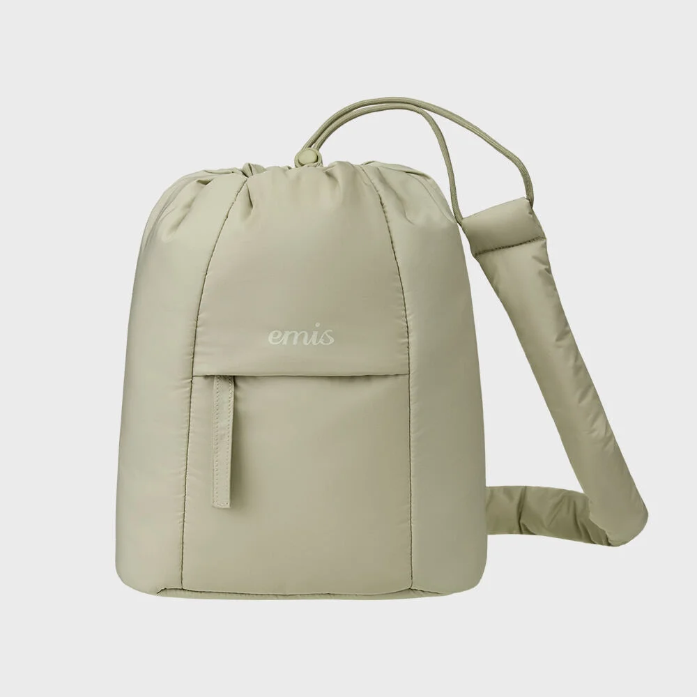 PADDED ZIP POCKET SLING BAG-BEIGE