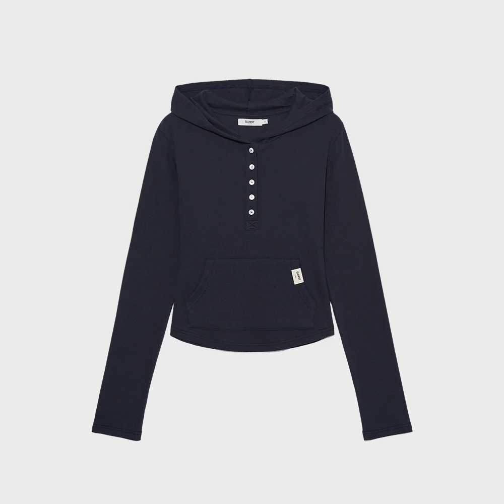 G FINE BUTTON HOODIE (NAVY)