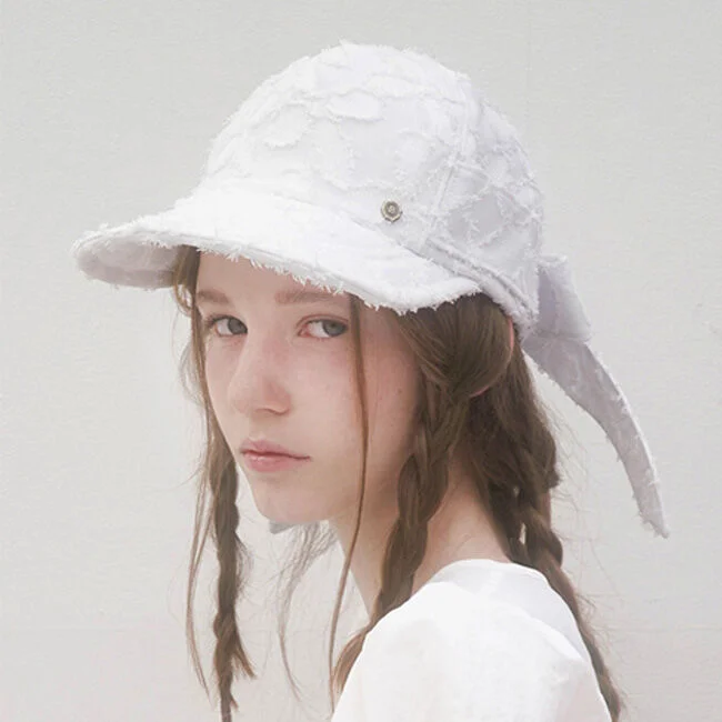 Back Ribbon Wire Cap - Blanc