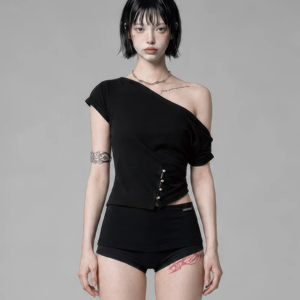 Cut-Out Open Short Sleeve (Black)