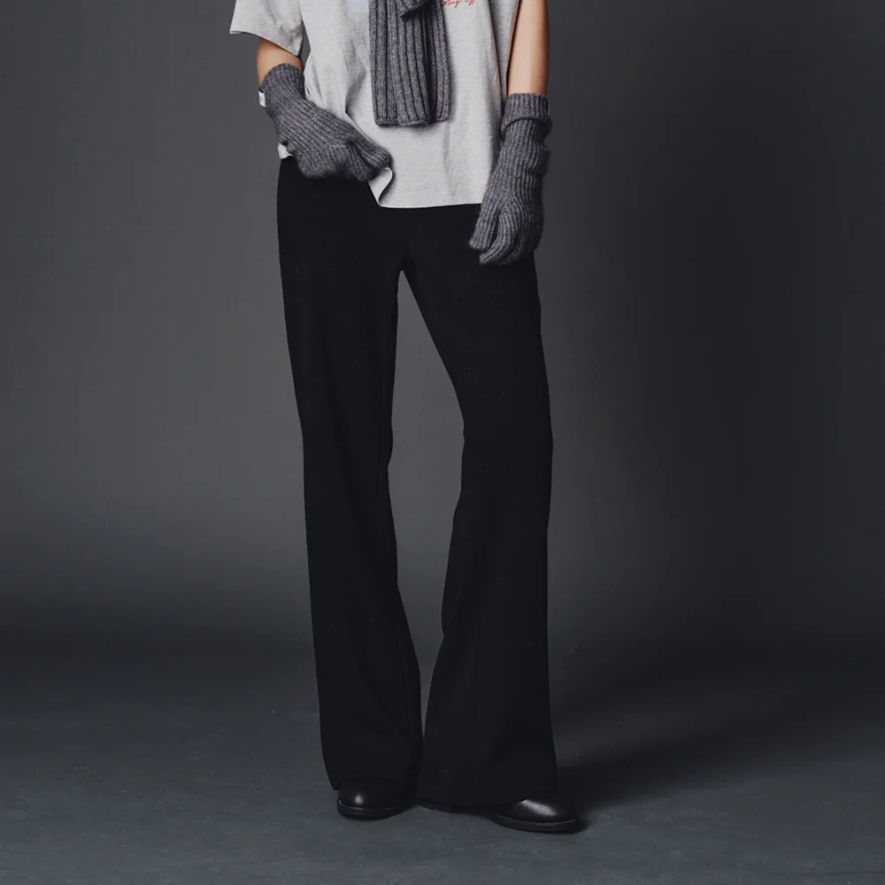 Boot cut knit pants (black)