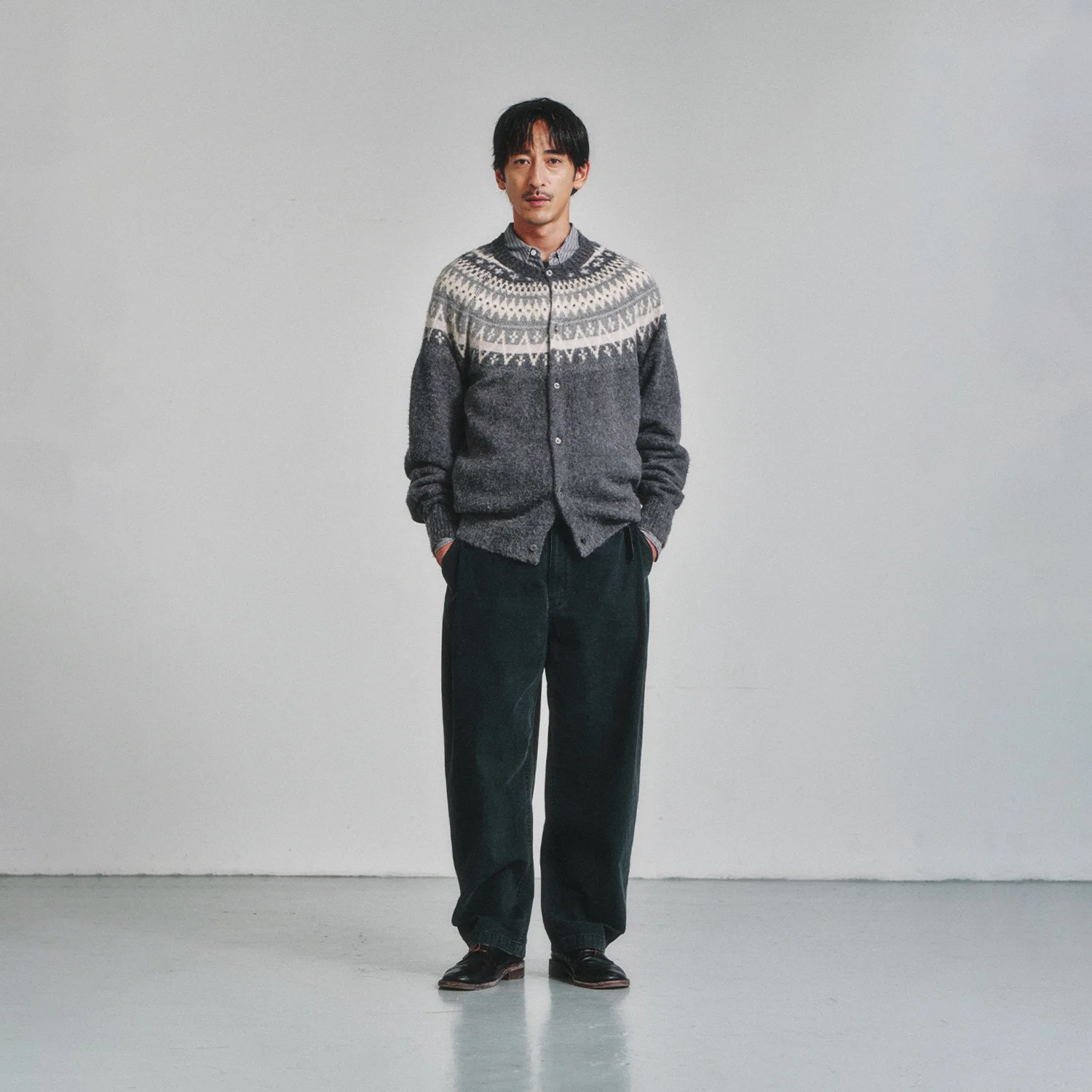 Fair Isle Mohair Cardigan_Grey