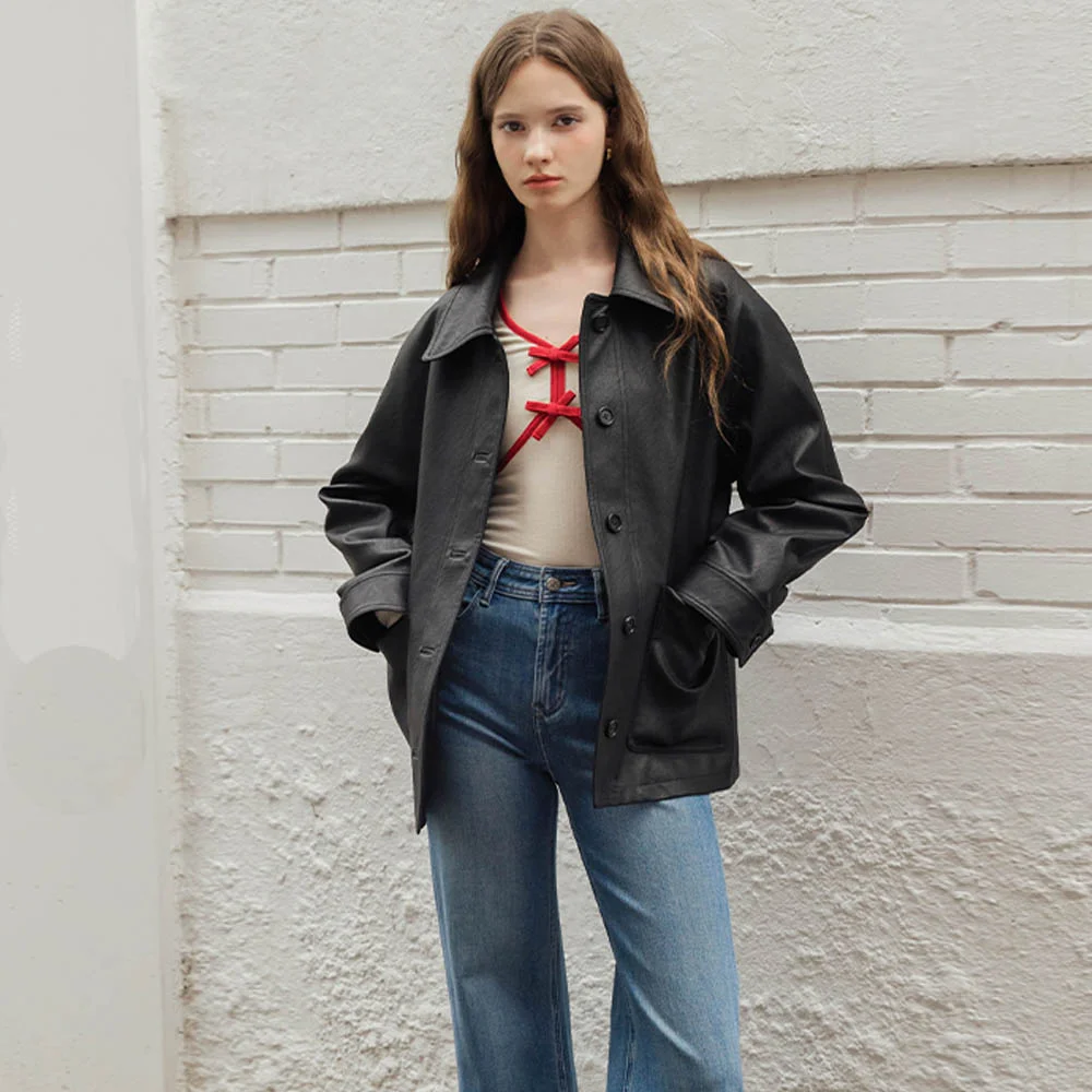Daze belted leather Black jacket