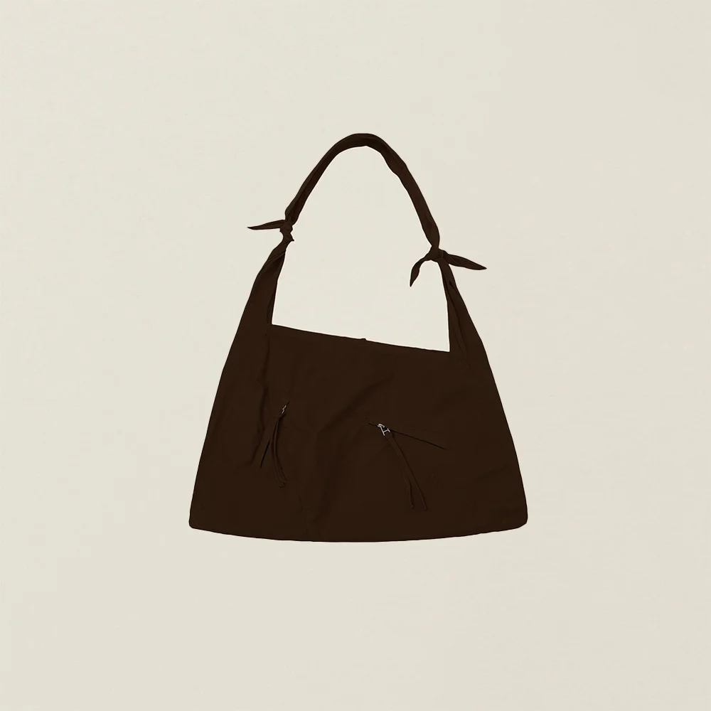 GARMENT DYED 2 WAY STRAP TOTE BAG (LARGE) BROWN