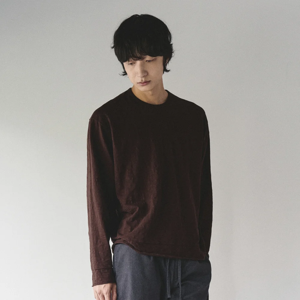 SLUB CUT-OFF L/S T-SHIRT