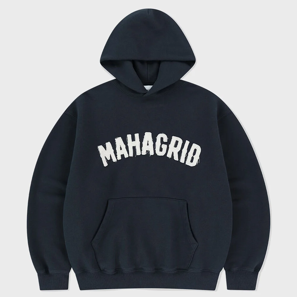 TWILL CUT OFF APPLIQUTE HOODIE NAVY(MG2FSMM403A)