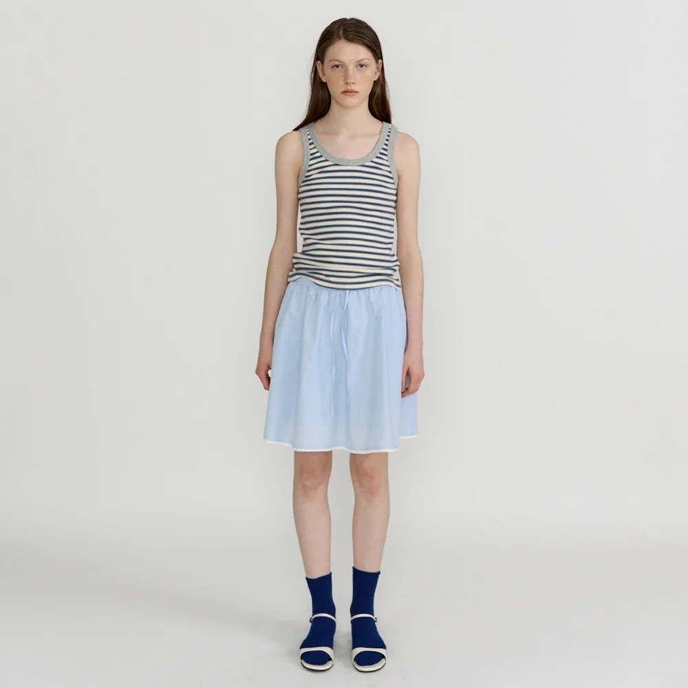 Bloom Lace Skirt (Blue Stripe)