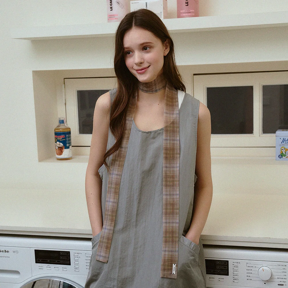 Vintage check long scarf_3color