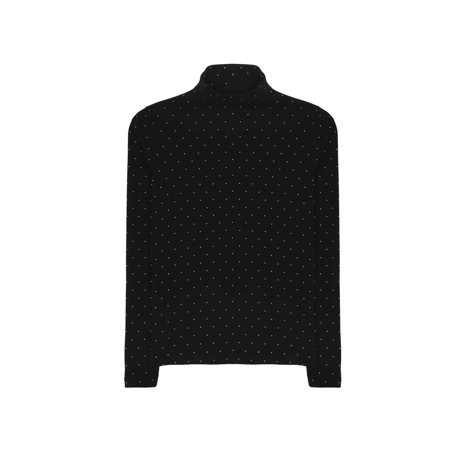 HIGH NECK SLIM TOP_DOT BLACK