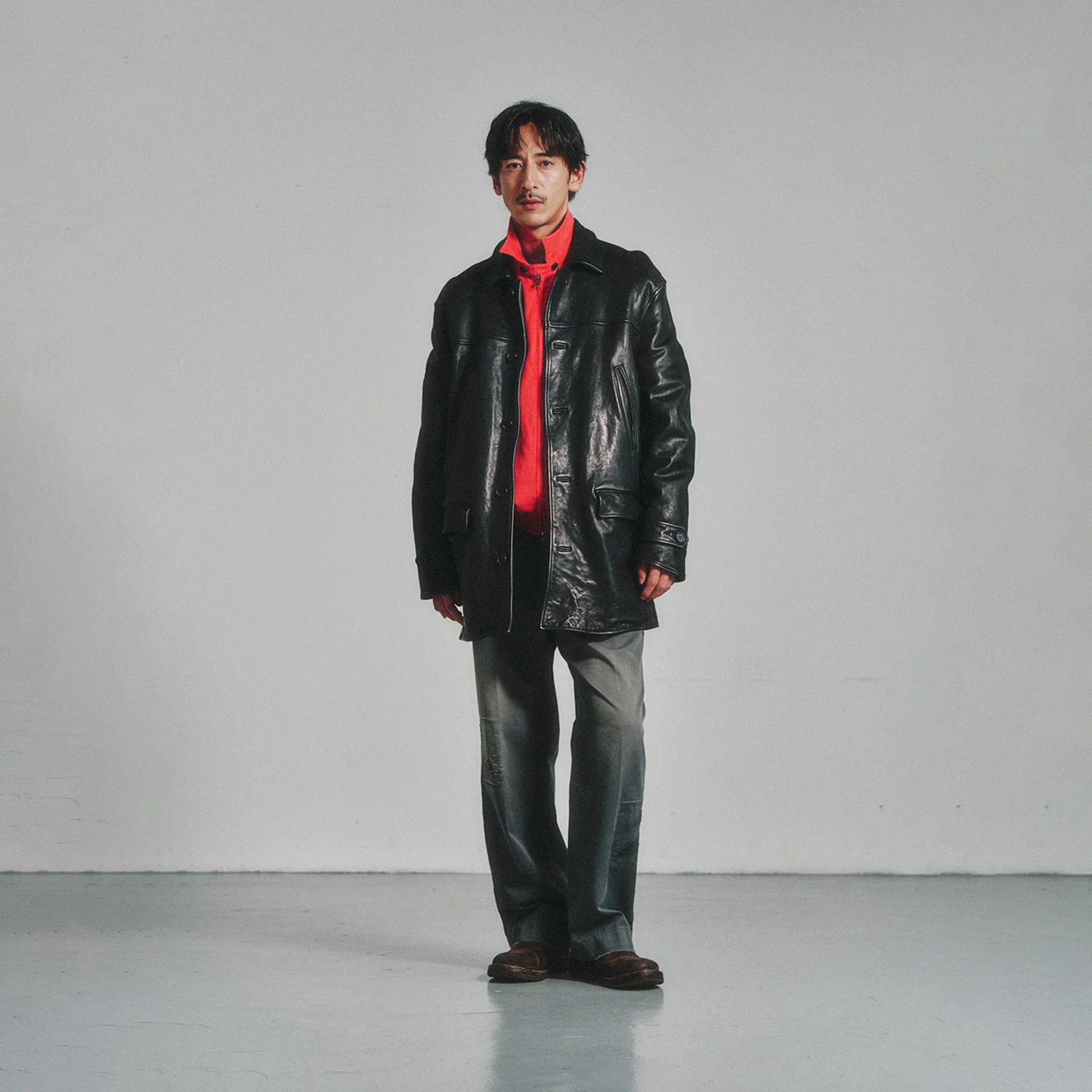 Washed Lambskin Vegetable Car Coat_Black