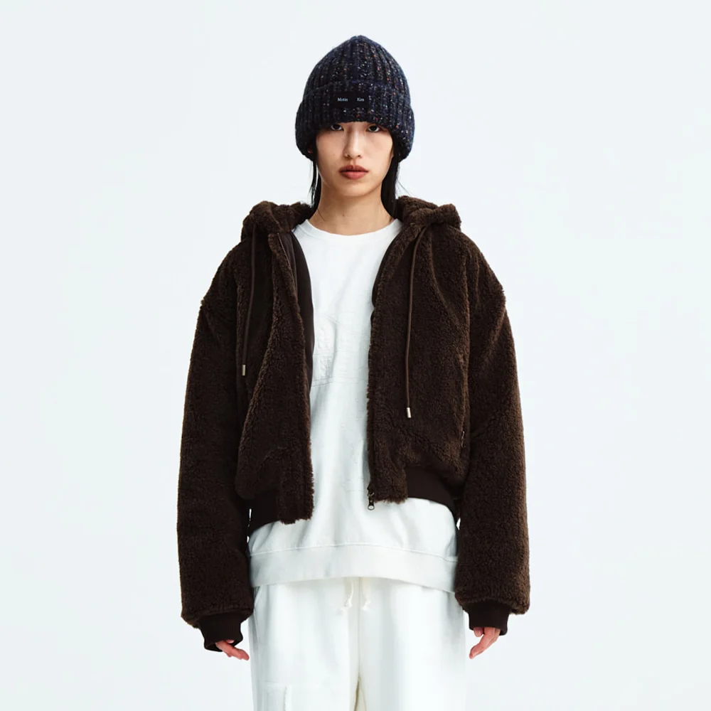 LOGO POINT FLEECE HOODY JUMPER FOR WOMEN IN KHAKI