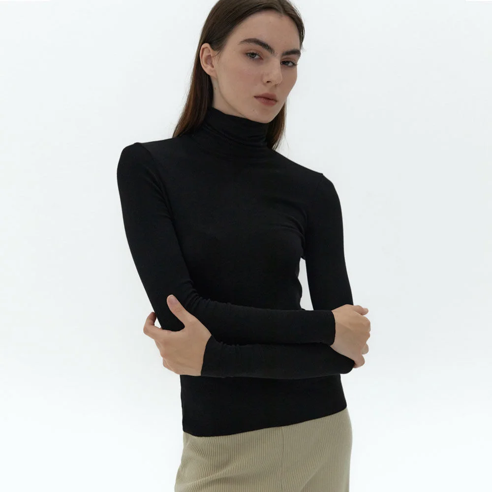 21AU SOFT SLIM TURTLENECK T-SHIRTS (BLACK)
