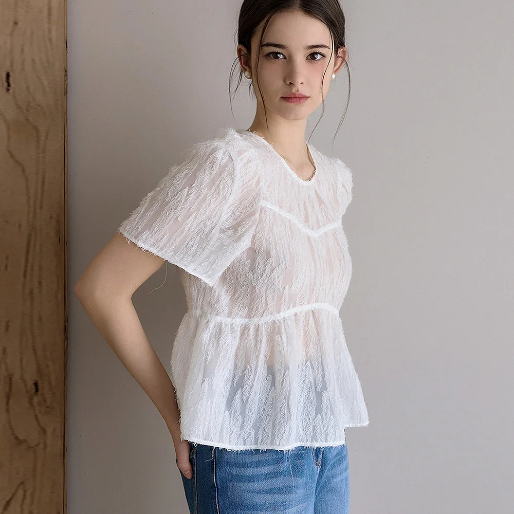 Lautre Ette ribbon New White Blouse