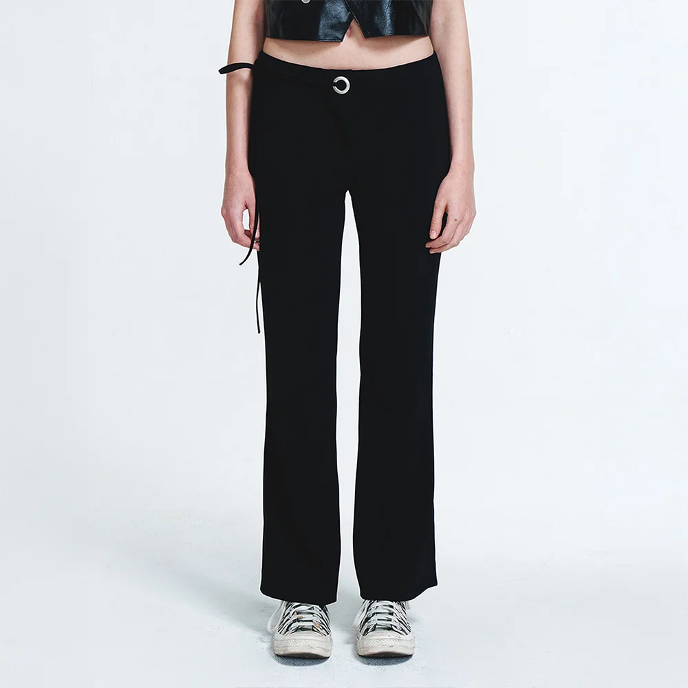 EYELET POINT BOOTSCUT SLACKS IN BLACK