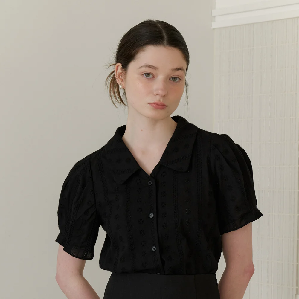 LACE PUFF SHIRT_BLACK
