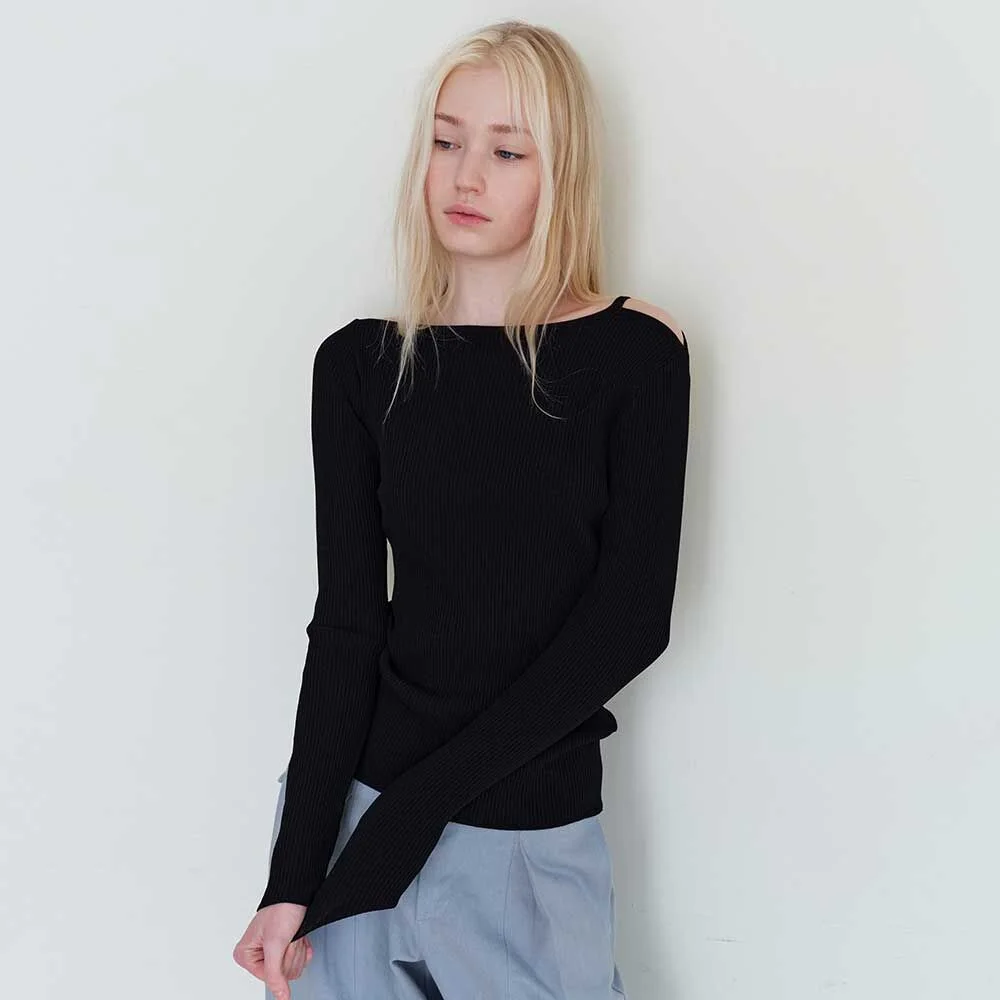Ribbed Cut Out Knit(Black)