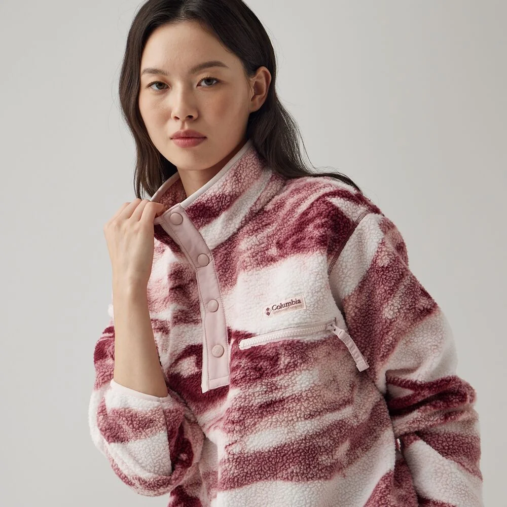 Columbia 女裝 Helvetia II 印花 Half Snap 搖粒絨 T恤 深粉色 (C74AR5760553)