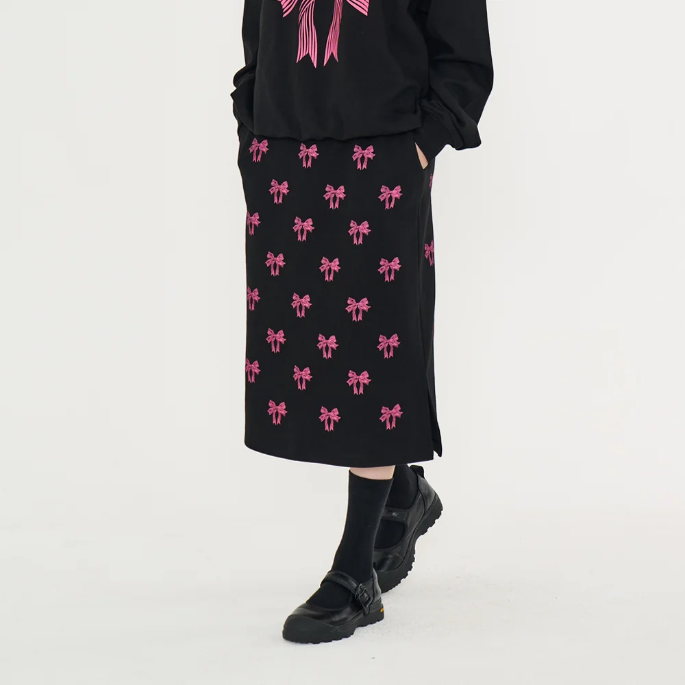 MET Ribbon Printing Skirt black
