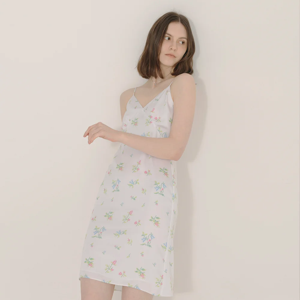 Cross-stitch Floral Print Dress