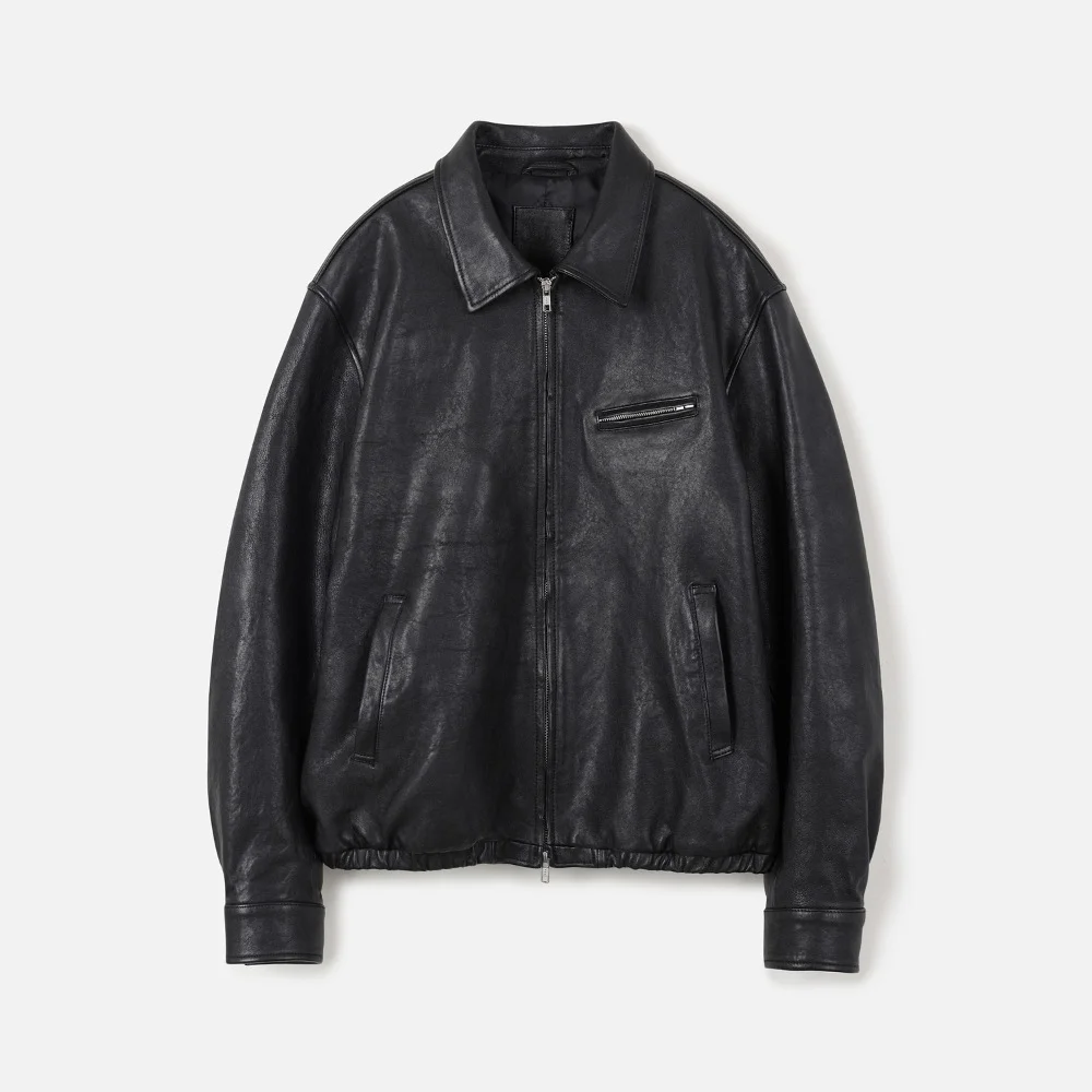 VEGETABLE LAMBSKIN REAL LEATHER JACKET BLACK (247)