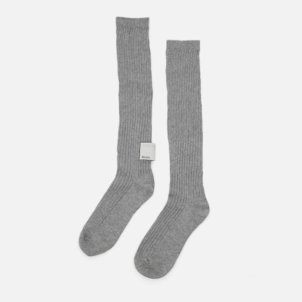 標籤 點綴 Dari 遮瑕 女裝 過膝襪 STRUCTURE KNEE SOCKS / S LABEL / GREY