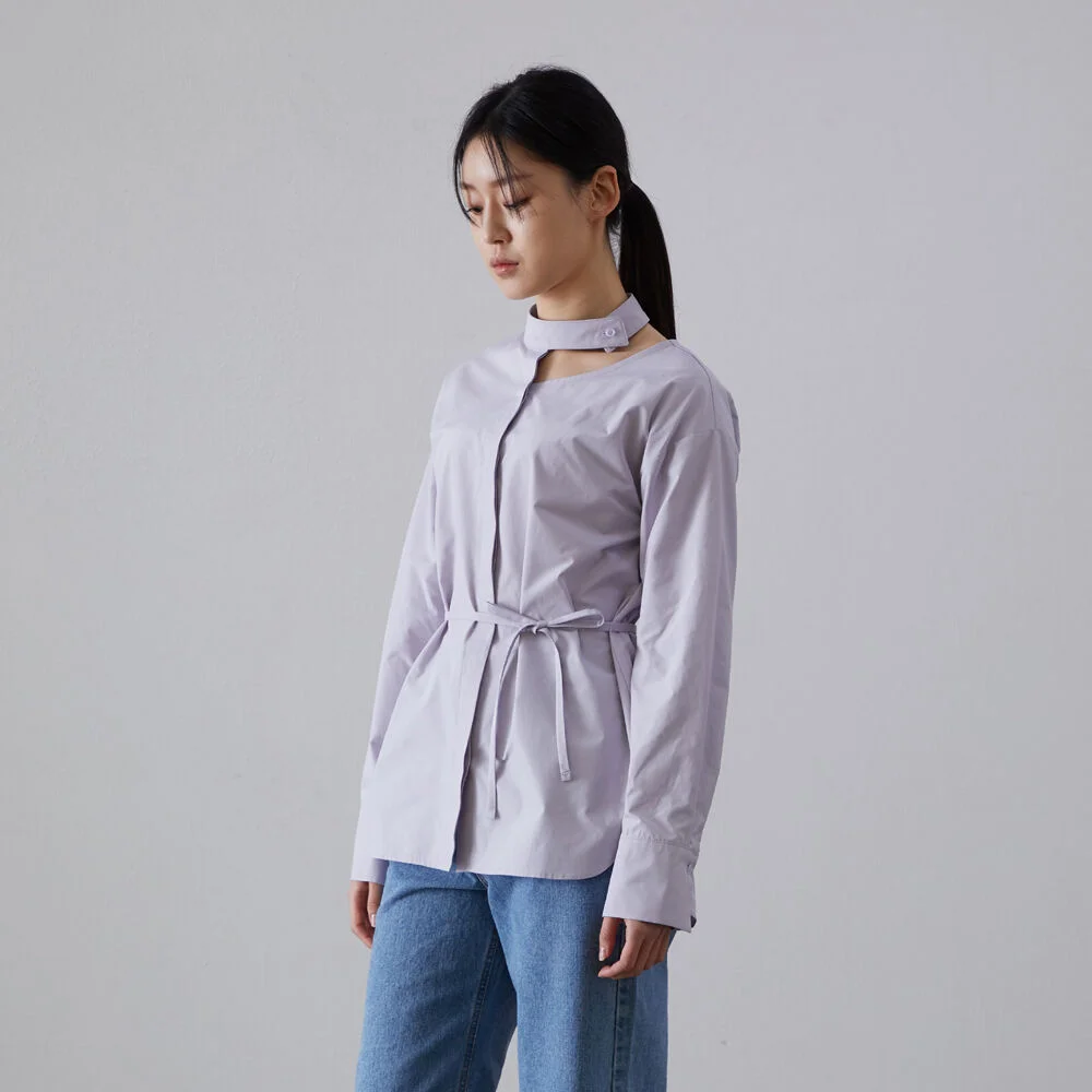 NECK POINT UNBALANCE SHIRT - PURPLE