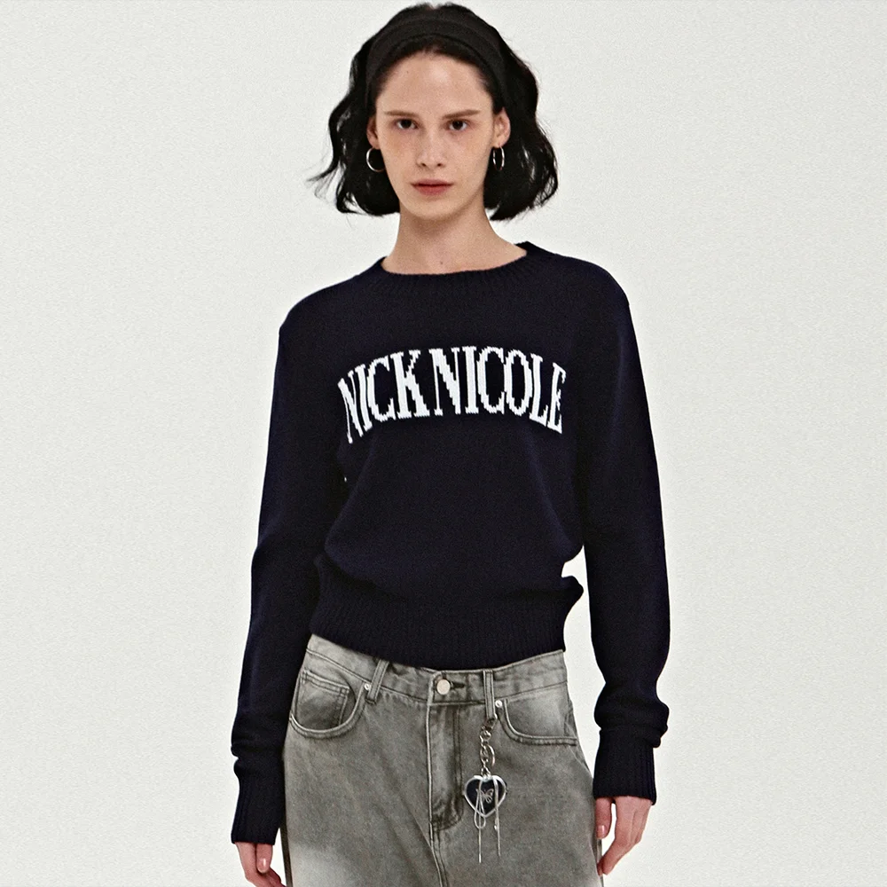 NICOLE LETTERING JAQUARD KNIT_NAVY