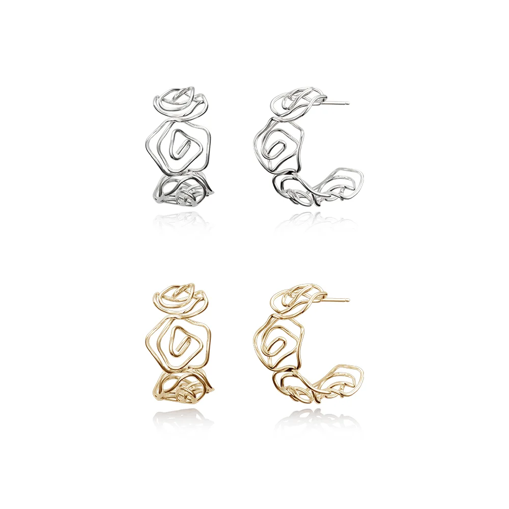 ROSE WIRE HOOP EARRING_2color JE057