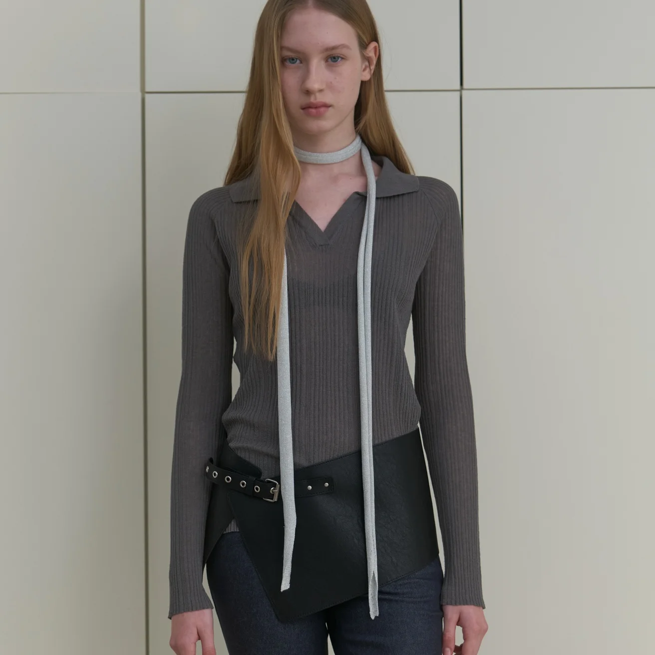 SHEER PIQUE KNIT_CHARCOAL