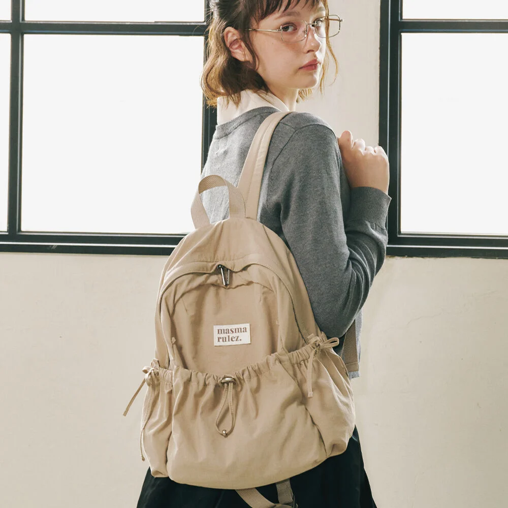 mini ver. Ribbon pocket backpack_Beige