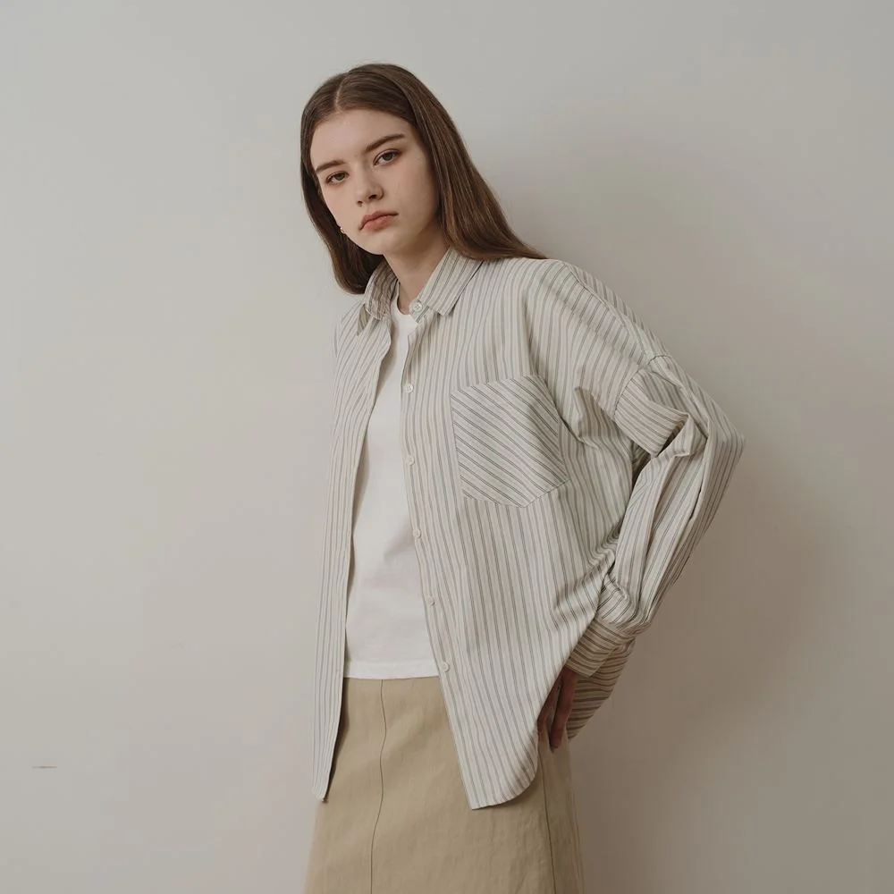 Dobby Stripe Shirt (Ivory)