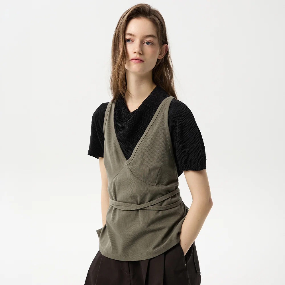 Halter Layered Vest (Khaki)