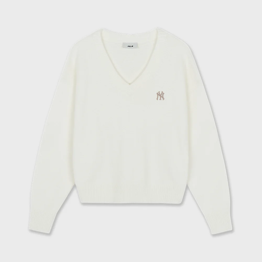 女裝 基本款 V領 毛衣 套頭 NY (Cream)