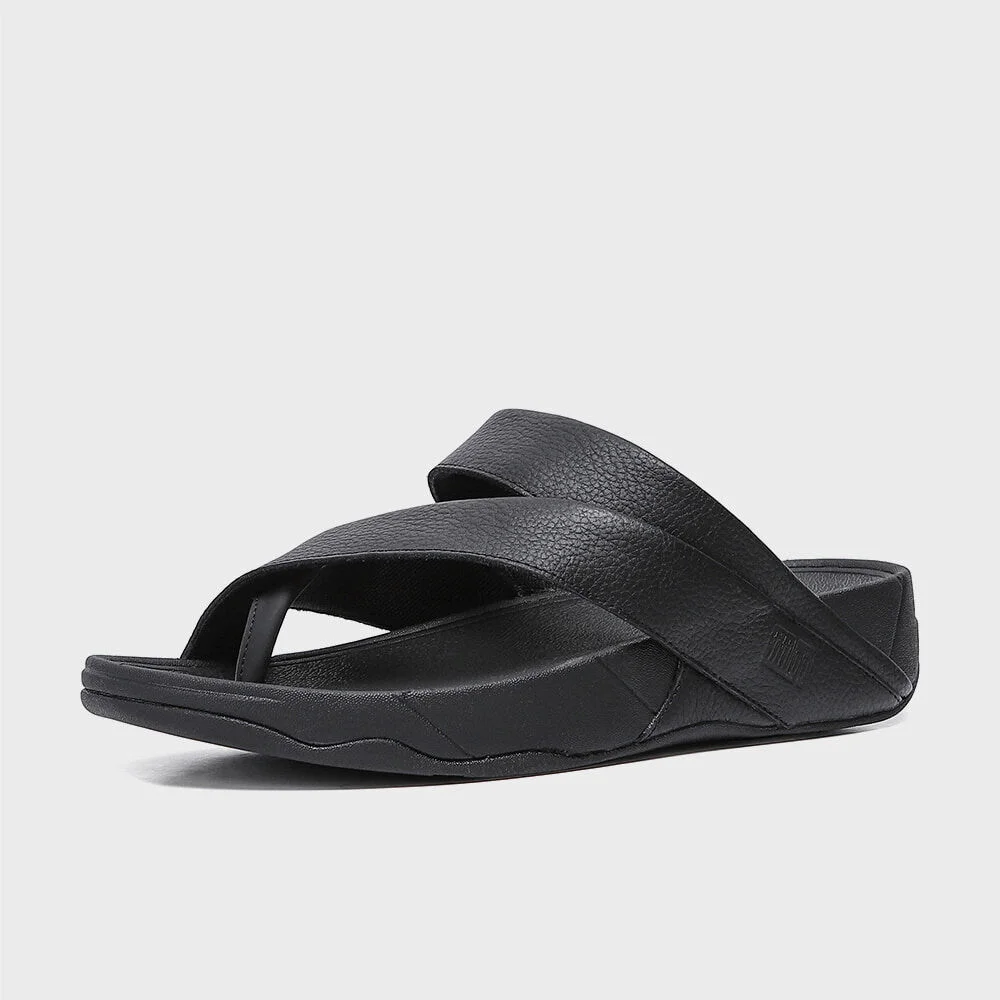 男裝 斜揹 Toe Post 人字拖 皮革 Black