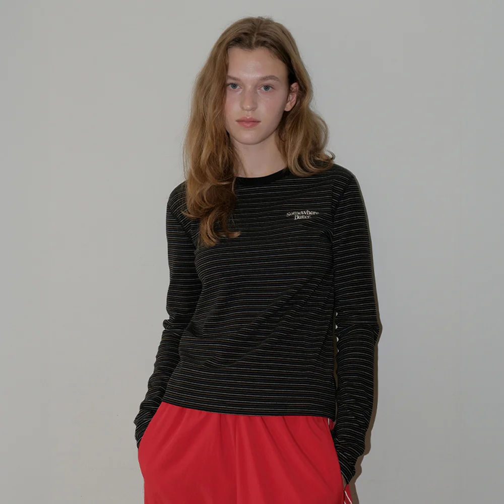 Warm Logo Stripe Top - Black