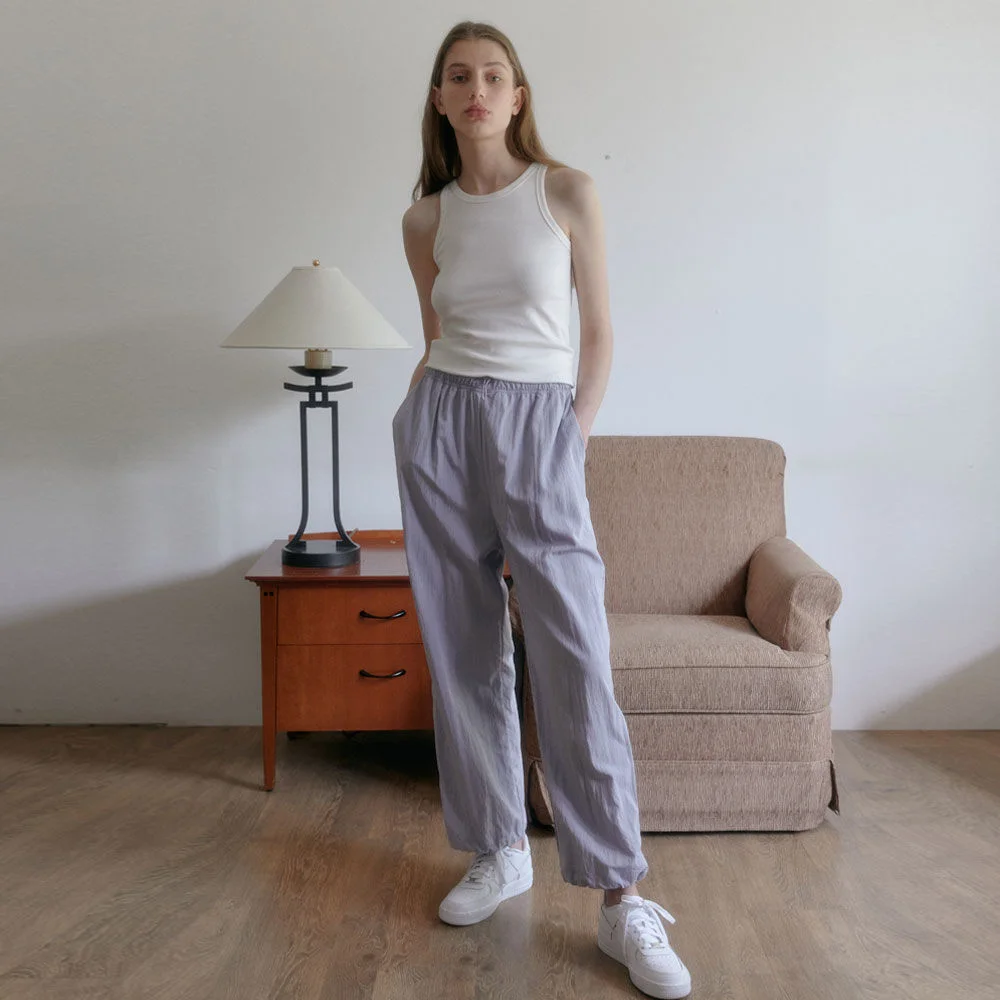 String Nylon Banding Pants (Light Purple)