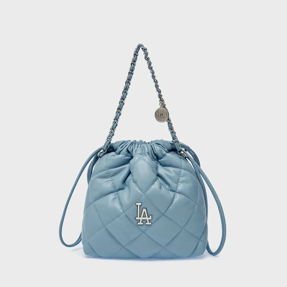 基本款 絎縫 PU 迷你 水桶 斜揹袋 LA (Light Blue)